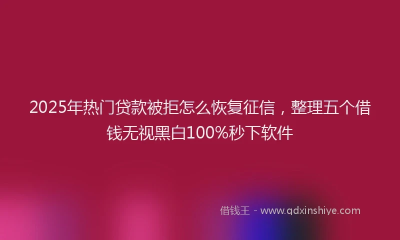 2025年热门贷款被拒怎么恢复征信,整理五个借钱无视黑白100%秒下软件