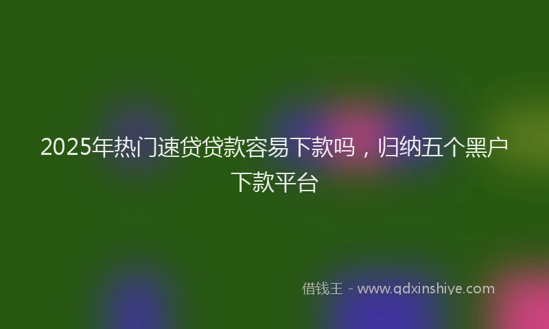 2025年热门速贷贷款容易下款吗，归纳五个黑户下款平台