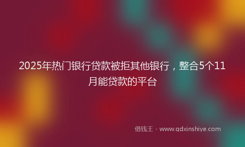 2025年热门银行贷款被拒其他银行，整合5个11月能贷款的平台