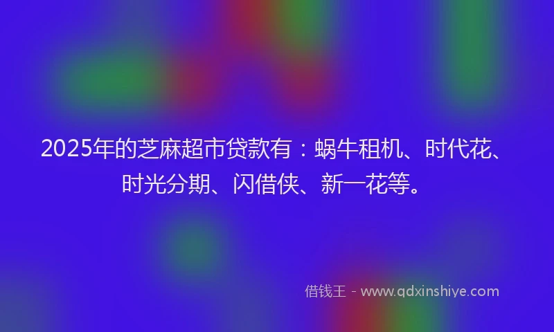 2025年的芝麻超市贷款有:蜗牛租机、时代花、时光分期、闪借侠、新一花等。