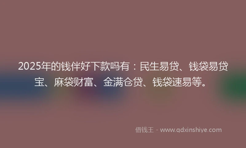 2025年的钱伴好下款吗有：民生易贷、钱袋易贷宝、麻袋财富、金满仓贷、钱袋速易等。