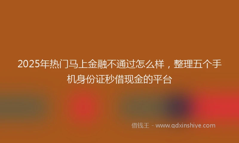 2025年热门马上金融不通过怎么样，整理五个手机身份证秒借现金的平台