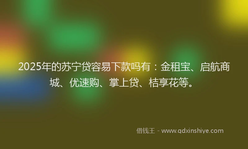 2025年的苏宁贷容易下款吗有：金租宝、启航商城、优速购、掌上贷、桔享花等。