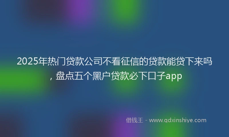 2025年热门贷款公司不看征信的贷款能贷下来吗,盘点五个黑户贷款必下口子app