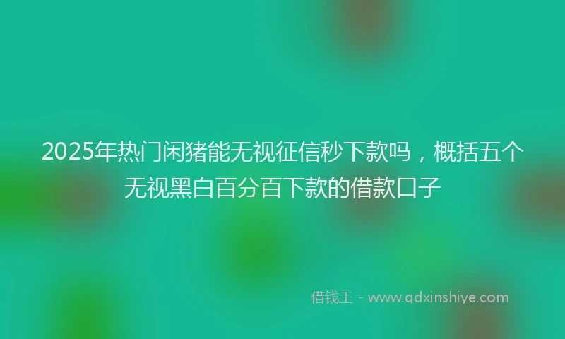 2025年热门闲猪能无视征信秒下款吗，概括五个无视黑白百分百下款的借款口子