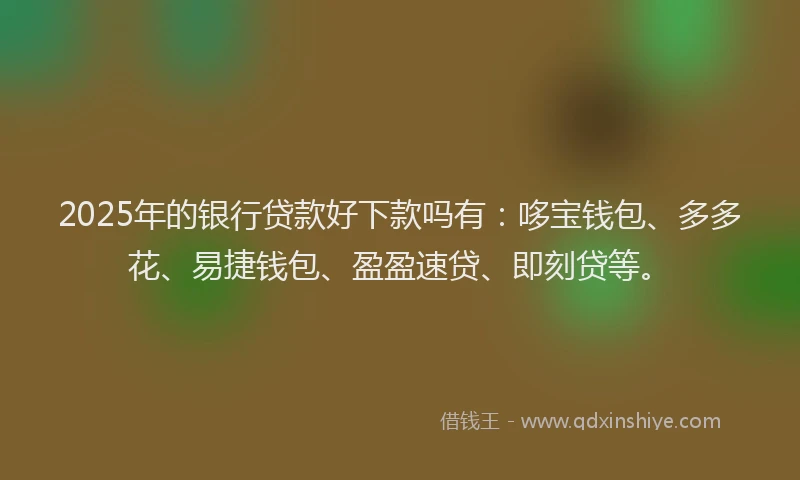 2025年的银行贷款好下款吗有：哆宝钱包、多多花、易捷钱包、盈盈速贷、即刻贷等。