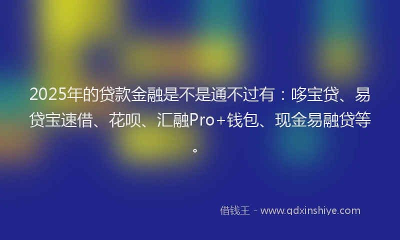 2025年的贷款金融是不是通不过有:哆宝贷、易贷宝速借、花呗、汇融Pro+钱包、现金易融贷等。