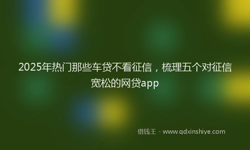 2025年热门那些车贷不看征信，梳理五个对征信宽松的网贷app