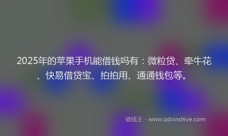2025年的苹果手机能借钱吗有：微粒贷、牵牛花、快易借贷宝、拍拍用、通通钱包等。