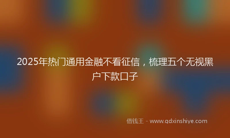 2025年热门通用金融不看征信,梳理五个无视黑户下款口子
