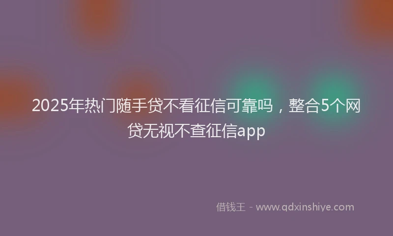 2025年热门随手贷不看征信可靠吗，整合5个网贷无视不查征信app