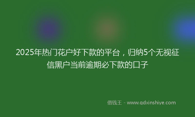 2025年热门花户好下款的平台，归纳5个无视征信黑户当前逾期必下款的口子