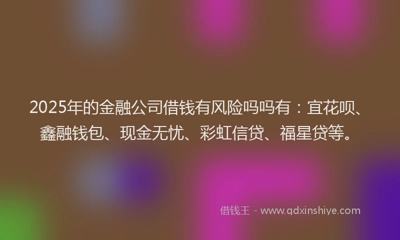 2025年的金融公司借钱有风险吗吗有:宜花呗、鑫融钱包、现金无忧、彩虹信贷、福星贷等。