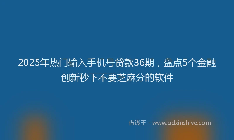 2025年热门输入手机号贷款36期,盘点5个金融创新秒下不要芝麻分的软件