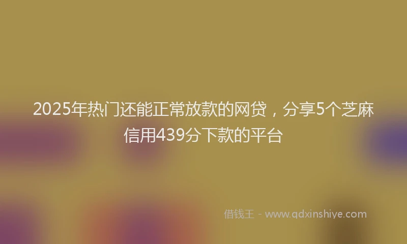 2025年热门还能正常放款的网贷,分享5个芝麻信用439分下款的平台
