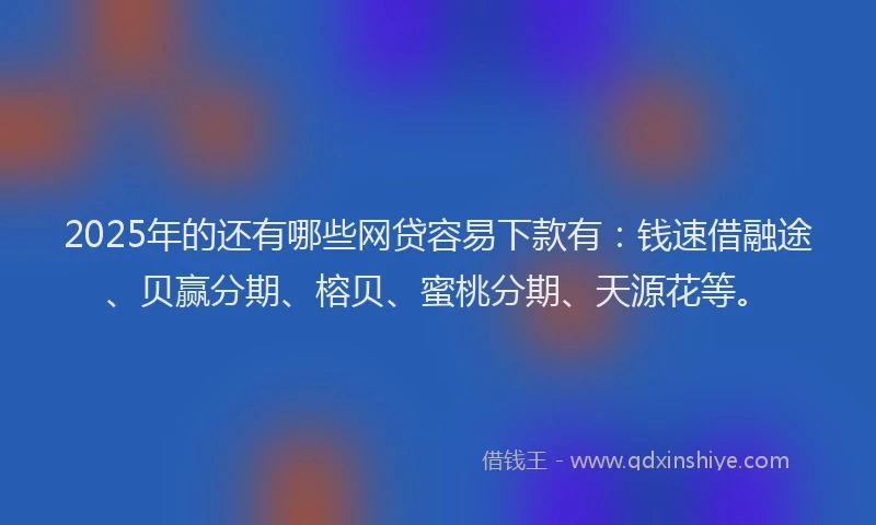 2025年的还有哪些网贷容易下款有：钱速借融途、贝赢分期、榕贝、蜜桃分期、天源花等。