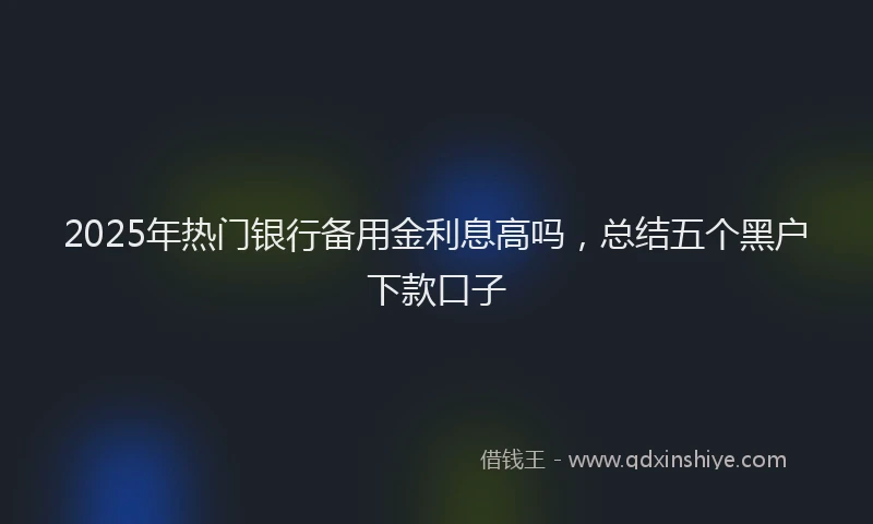2025年热门银行备用金利息高吗，总结五个黑户下款口子