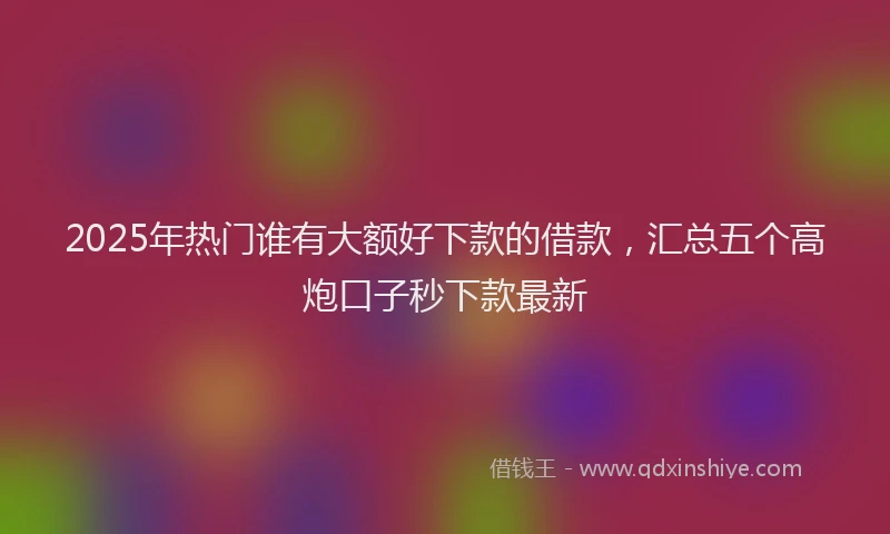 2025年热门谁有大额好下款的借款，汇总五个高炮口子秒下款最新