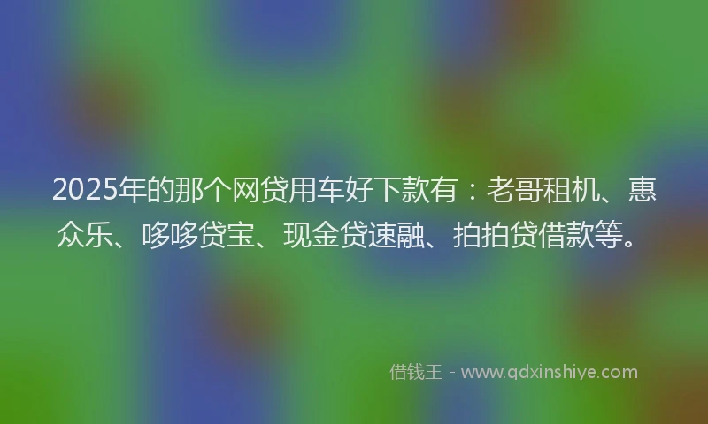 2025年的那个网贷用车好下款有：老哥租机、惠众乐、哆哆贷宝、现金贷速融、拍拍贷借款等。