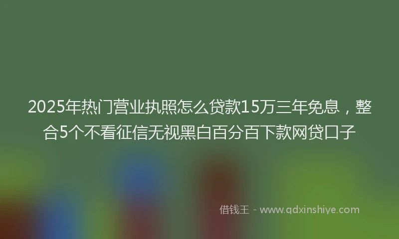 2025年热门营业执照怎么贷款15万三年免息,整合5个不看征信无视黑白百分百下款网贷口子