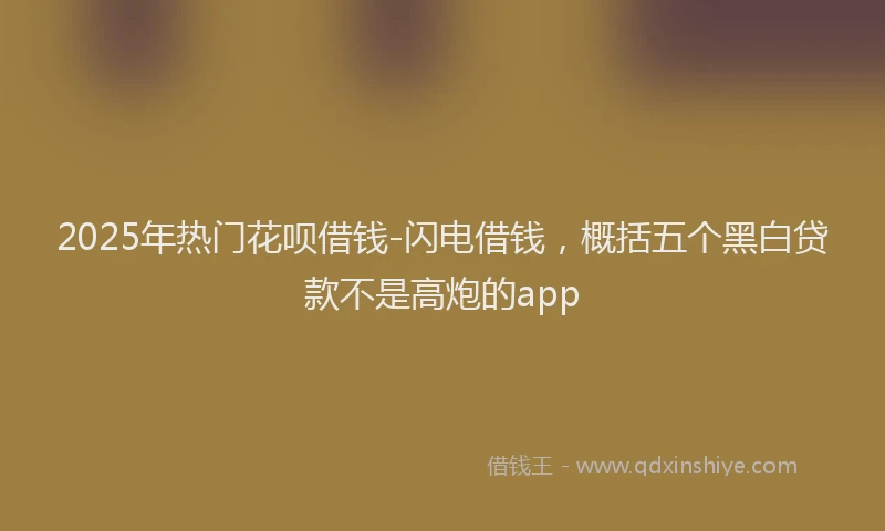 2025年热门花呗借钱-闪电借钱，概括五个黑白贷款不是高炮的app