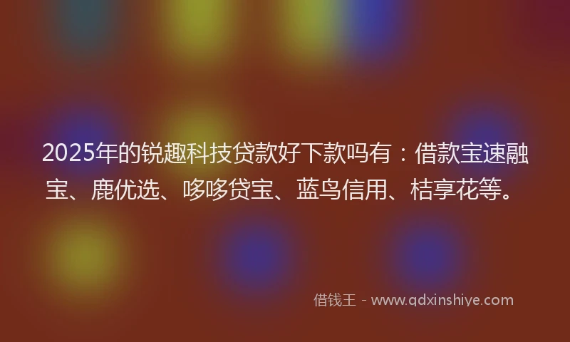 2025年的锐趣科技贷款好下款吗有：借款宝速融宝、鹿优选、哆哆贷宝、蓝鸟信用、桔享花等。