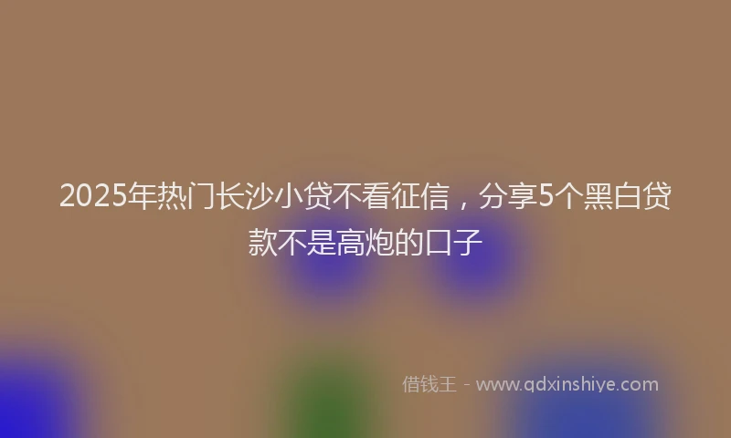 2025年热门长沙小贷不看征信，分享5个黑白贷款不是高炮的口子