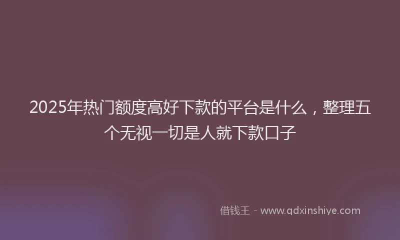 2025年热门额度高好下款的平台是什么,整理五个无视一切是人就下款口子