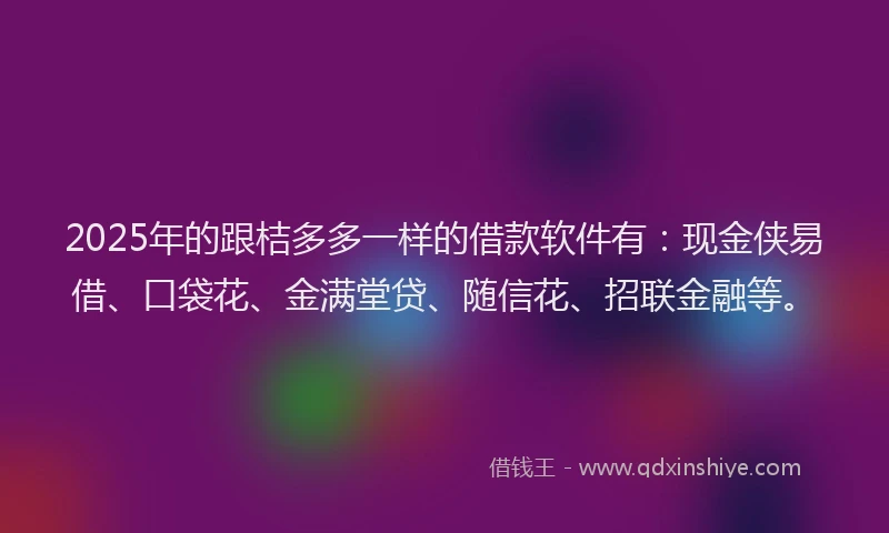 2025年的跟桔多多一样的借款软件有：现金侠易借、口袋花、金满堂贷、随信花、招联金融等。
