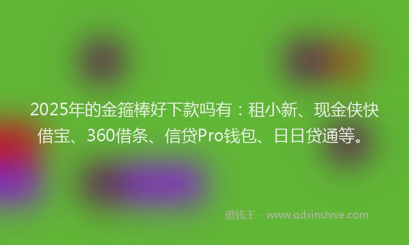 2025年的金箍棒好下款吗有：租小新、现金侠快借宝、360借条、信贷Pro钱包、日日贷通等。
