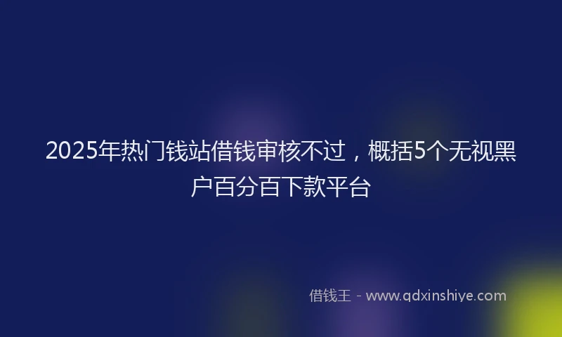 2025年热门钱站借钱审核不过，概括5个无视黑户百分百下款平台