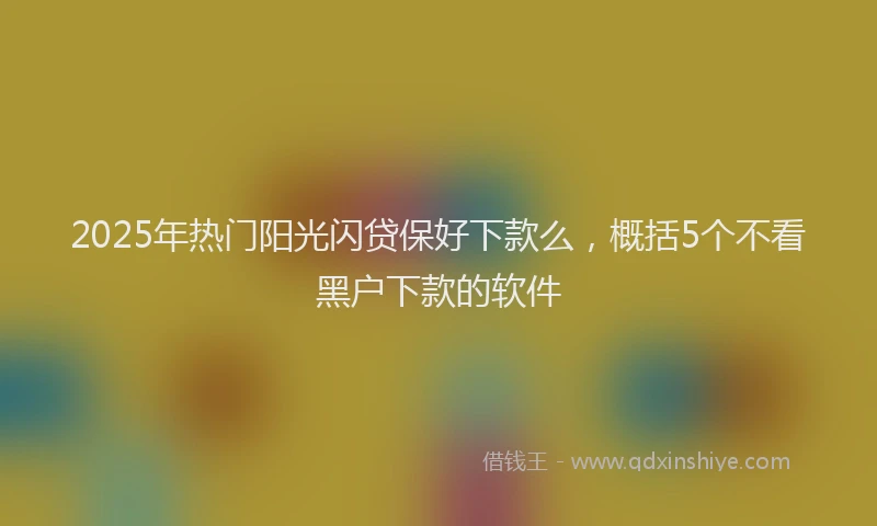 2025年热门阳光闪贷保好下款么，概括5个不看黑户下款的软件