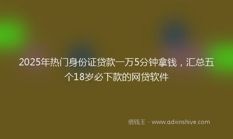 2025年热门身份证贷款一万5分钟拿钱,汇总五个18岁必下款的网贷软件