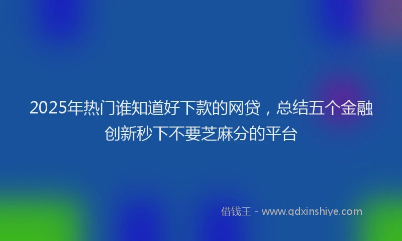 2025年热门谁知道好下款的网贷，总结五个金融创新秒下不要芝麻分的平台