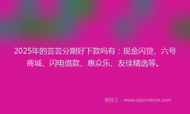 2025年的芸芸分期好下款吗有:现金闪贷、六号商城、闪电借款、惠众乐、友佳精选等。