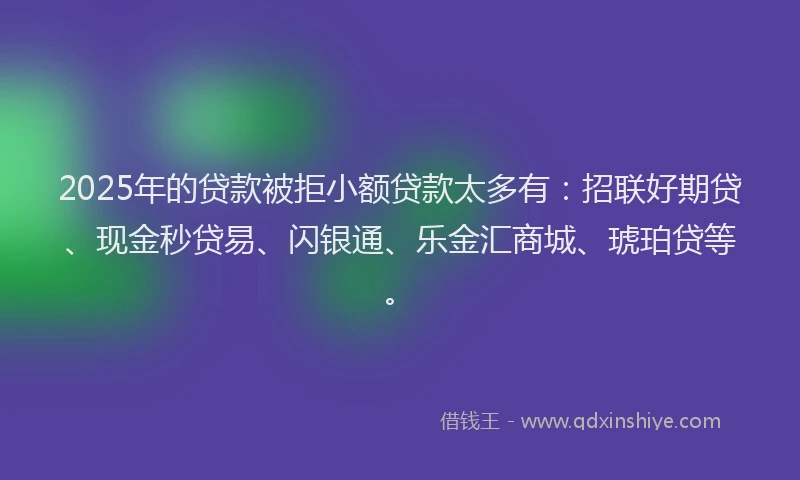 2025年的贷款被拒小额贷款太多有：招联好期贷、现金秒贷易、闪银通、乐金汇商城、琥珀贷等。