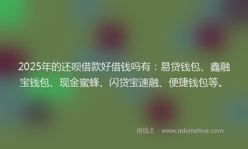 2025年的还呗借款好借钱吗有：易贷钱包、鑫融宝钱包、现金蜜蜂、闪贷宝速融、便捷钱包等。