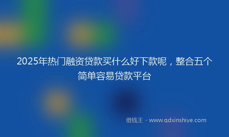 2025年热门融资贷款买什么好下款呢，整合五个简单容易贷款平台