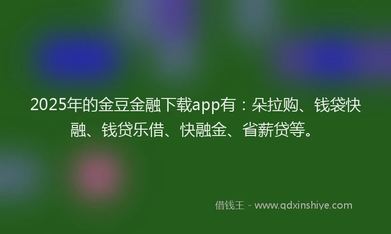 2025年的金豆金融下载app有：朵拉购、钱袋快融、钱贷乐借、快融金、省薪贷等。