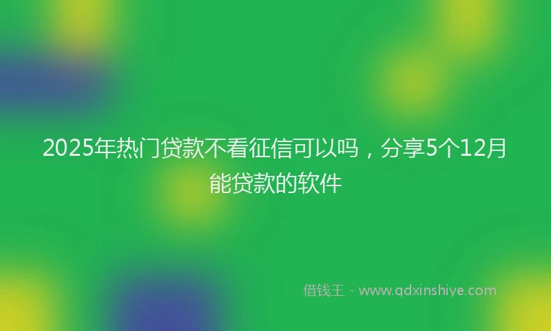 2025年热门贷款不看征信可以吗,分享5个12月能贷款的软件