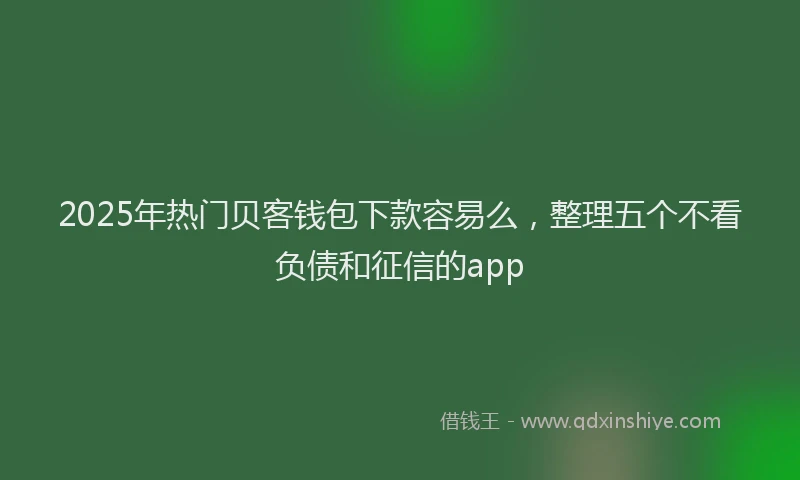 2025年热门贝客钱包下款容易么,整理五个不看负债和征信的app