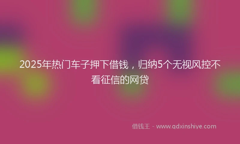 2025年热门车子押下借钱,归纳5个无视风控不看征信的网贷