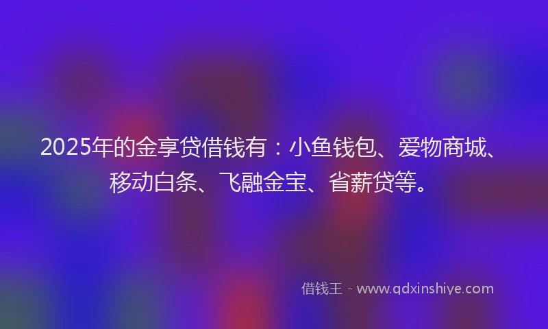 2025年的金享贷借钱有：小鱼钱包、爱物商城、移动白条、飞融金宝、省薪贷等。
