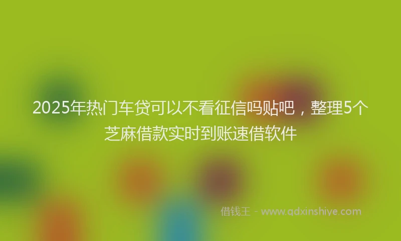 2025年热门车贷可以不看征信吗贴吧，整理5个芝麻借款实时到账速借软件