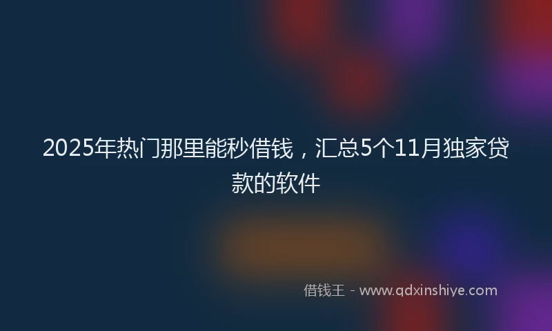 2025年热门那里能秒借钱，汇总5个11月独家贷款的软件