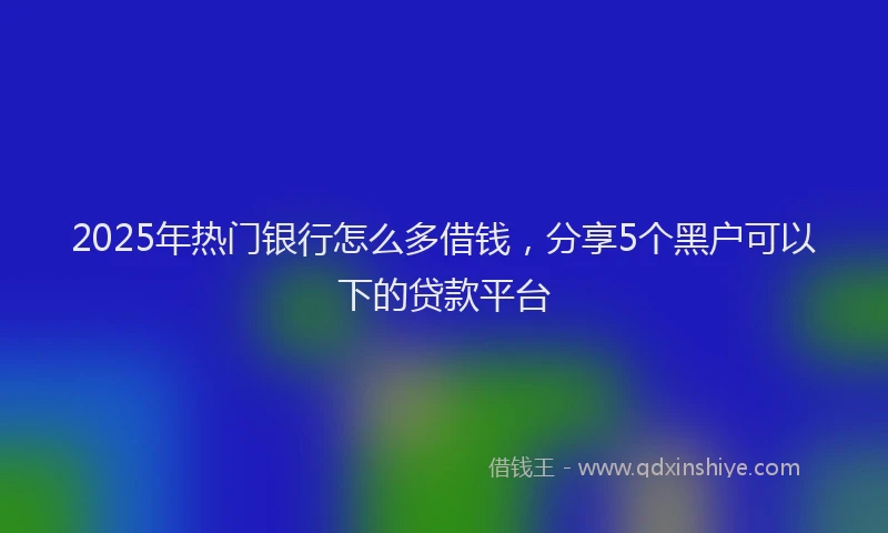 2025年热门银行怎么多借钱，分享5个黑户可以下的贷款平台