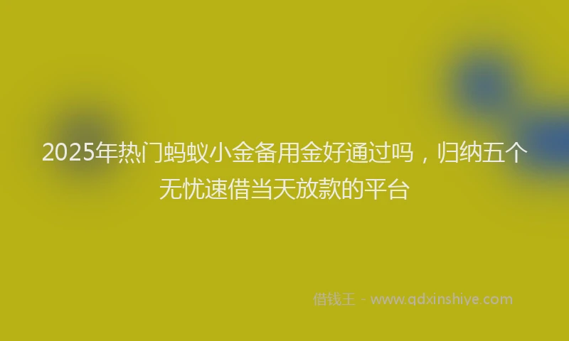 2025年热门蚂蚁小金备用金好通过吗，归纳五个无忧速借当天放款的平台