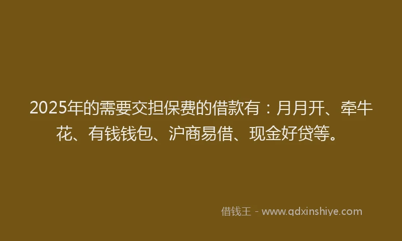 2025年的需要交担保费的借款有：月月开、牵牛花、有钱钱包、沪商易借、现金好贷等。