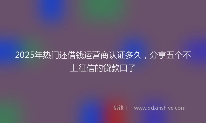 2025年热门还借钱运营商认证多久,分享五个不上征信的贷款口子