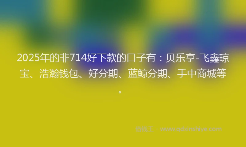 2025年的非714好下款的口子有：贝乐享-飞鑫琼宝、浩瀚钱包、好分期、蓝鲸分期、手中商城等。